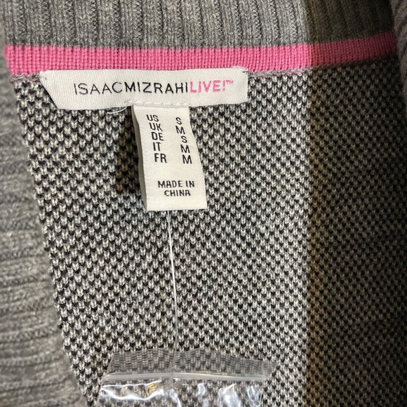 Isaac Mizrahi Live Small Zebra Animal Print 3/4 Sleeve Jacquard Cardigan Sweater - Picture 4 of 6